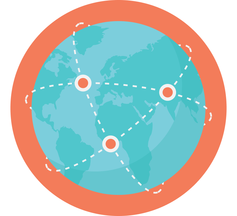 Illustration of planet Earth connected in different positions